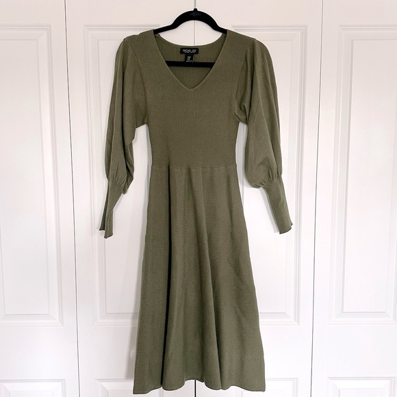 Rachel Zoe Dresses & Skirts - Rachel Zoe Long Sleeve Knit Olive Green Dress